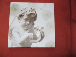 Engel Bild mit Harfe 28 x 28 cm