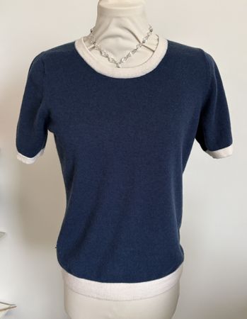 BONGENIE GRIEDER Kaschmir Kurzarm Pullover Blau M 36 38