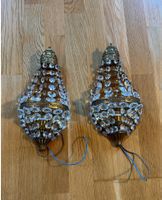 2 antike Wandlampen Kristallglas Messing