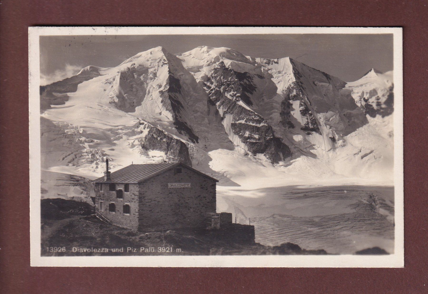 Cartoline postali: DIAVOLEZZA - Piz Palü - 1923 – Usato da Pully venduto da nicecards-shop