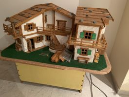 Beleuchtetes Miniatur Chalet, Holz, Winter Dekoration! (59)