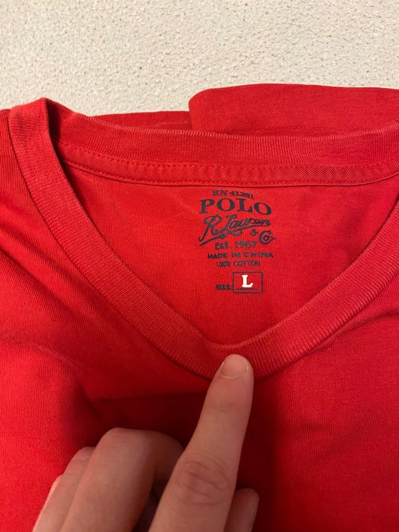Vintage Rotes Polo Ralph Lauren T-Shirt, Grösse L - ! 5