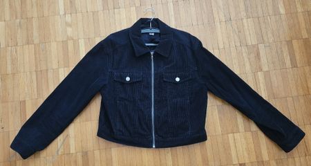 Veste bleu marine, style "velours côtelé", taille S