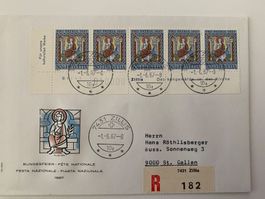 Pro Patria 1967 gestempelt Zillis ET 01.06.1967 mit Tabs