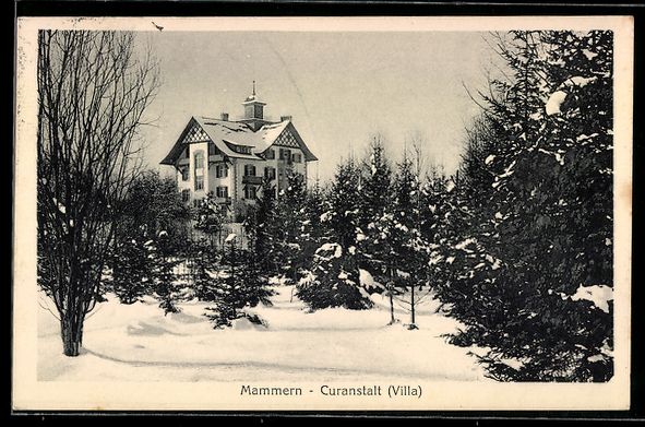 Cartoline postali: AK Mammern, Curanstalt im Schnee – Usato da Berlin venduto da bartko-reher