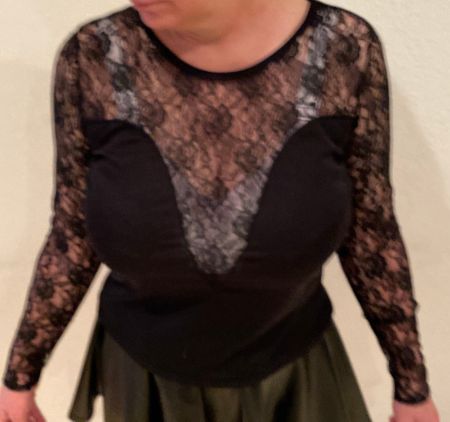 Top festlich schwarz Spitze durchsichtig Gr. 38 LS (Nr. 60)