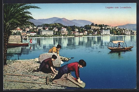 Ansichtskarten: AK Lugano, Lugano con Lavandaie – Gebraucht aus Berlin von bartko-reher