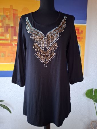 Tunika schwarz M Strass Flügel Gr. 38 40 Danen Herbst 🎁