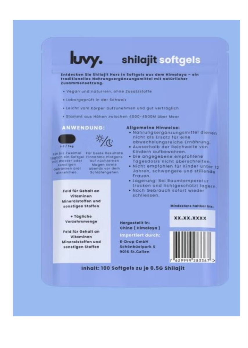 Cibi & Specialità: Luvy Shilajit Softgels 100 Stück  – Nuovo e nell'imballaggio originale da Rebstein venduto da dijana_crgc 3
