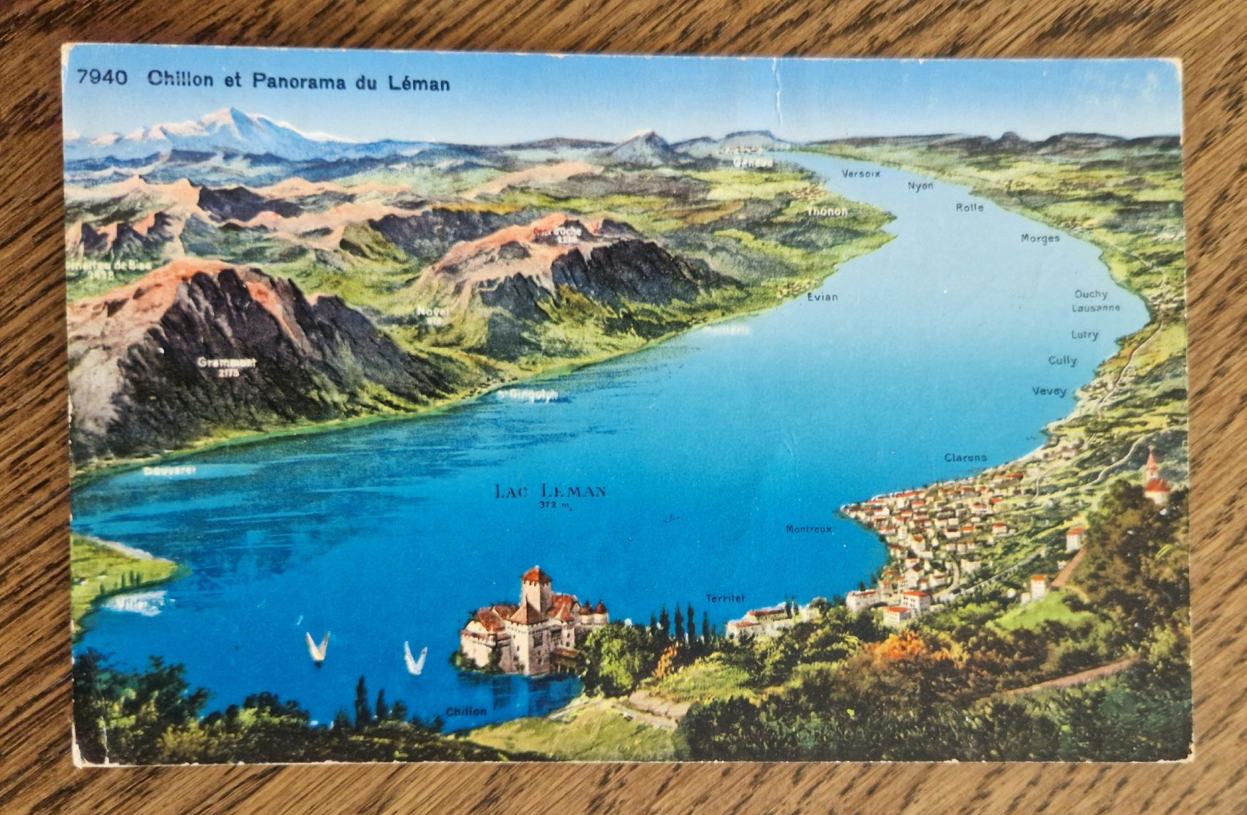 Cartoline postali: Chillon Panorama Lac Leman 1928 nach Bottenwil – Usato da Ebikon venduto da Donar50