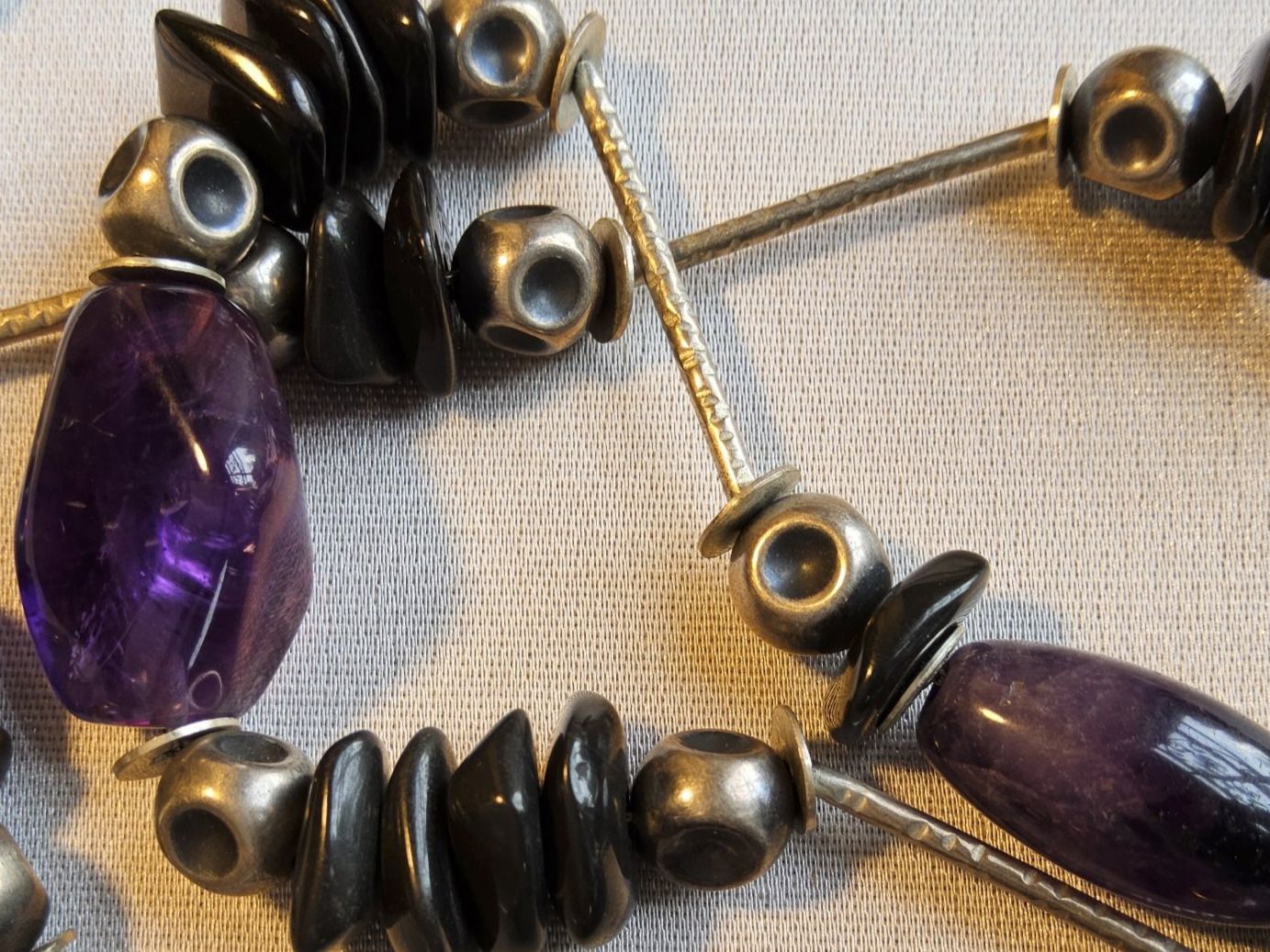 Catenine: Handmade Sterling Silber/Amethyst/Onyx Halskette Collier – Usato da Zürich venduto da helsan