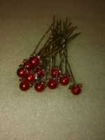 haarschmuck,,,haarklips,,,rot blumen