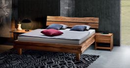 Balkenbett KANSAS Asteiche Wildeiche massiv 180 x 200 cm