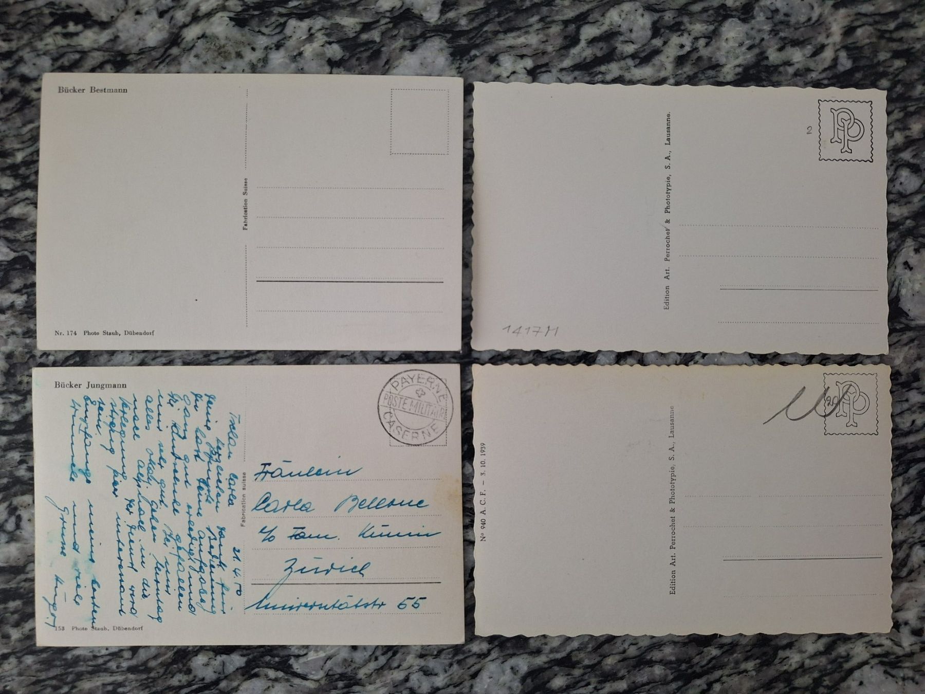 Cartoline postali: 4 AK's Militär Schweiz, Bücker Flieger – Usato da Lohn-Ammannsegg venduto da Beo71 1
