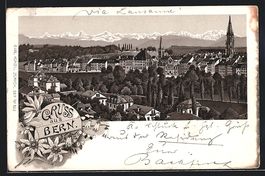 Litho Bern, Stadtansicht aus der Vogelsc