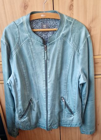 Damen Lederjacke blau/grün Reissverschluss Grösse L