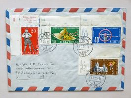 FDC - Satz Werbemarken 1955 - gest. GENÈVE 15.II.55 > USA