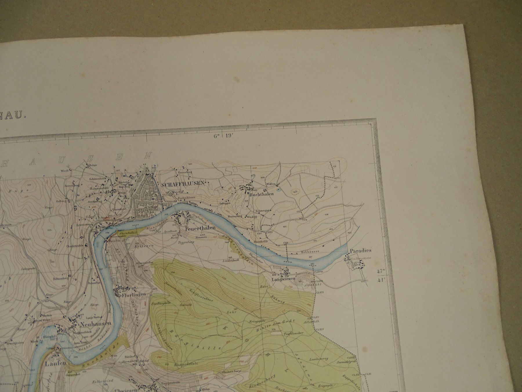 Cartine & Atlanti: RHEINAU, BENKEN, DACHSEN,  1865 – Usato da Grüningen venduto da Kartensammler 4