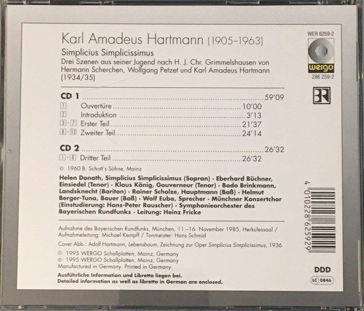 CD: Karl Amadeus Hartmann - Simplicius Simplicissimus – Usato da Grüningen venduto da azulamarillo 1