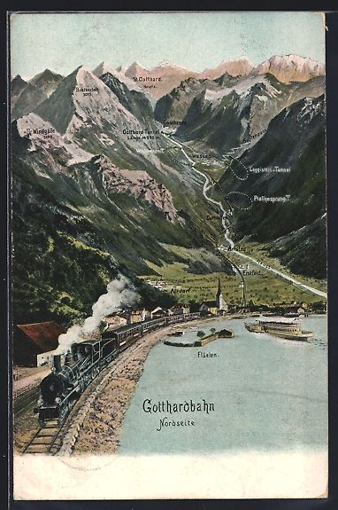 Cartoline postali: Flüelen, Gotthardbahn, Nordseite, schwe – Usato da Berlin venduto da bartko-reher