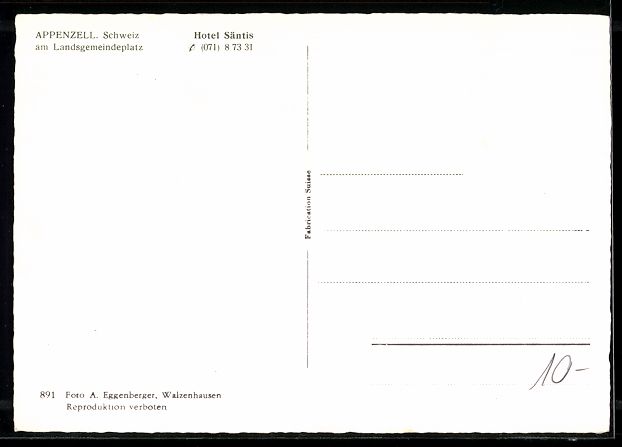 Cartes postales: Appenzell, Hotel Säntis am Landsgemeind – D'occasion à Berlin par bartko-reher 1