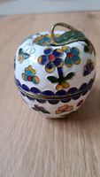Dekorative Cloisonné Dose, Apfel Design, Vintage Stil!