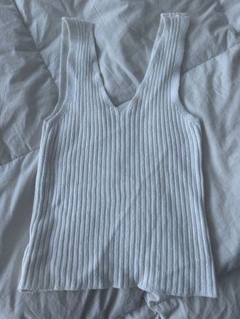 Brandy Melville T.U. Débardeur en maille côtelée blanc