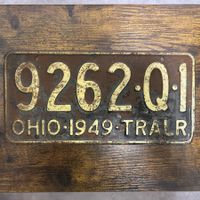 🇺🇸 1949 Vintage U.S. Autoschild - Ohio 9262-Q-1