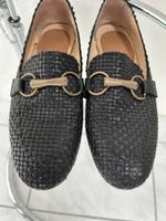 Woven Leather Loafers Black Size 38 Made in Italy Summer