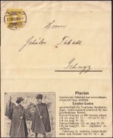 1908: CH Streifband 2Rp Tellknabe, nach Schwyz / Reklame