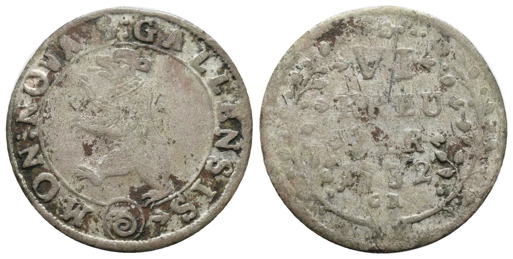 Alle Münzen: St. Gallen 6 Kreuzer 1732  /3707 – Gebraucht aus Trimbach von Solothurn1
