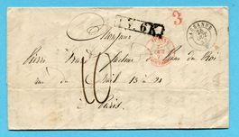 Faltbrief von Lausanne nach Paris 1843