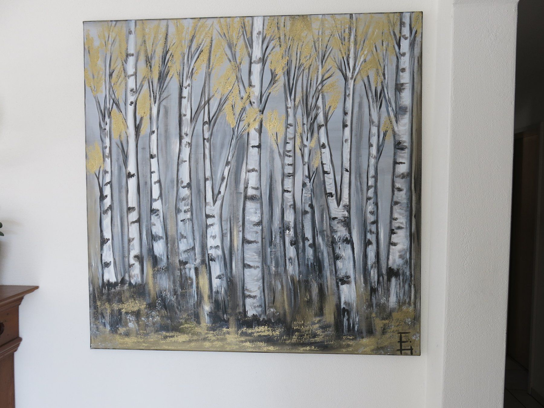 Dipinti: Handgemaltes Bild, Birkenwald (Unikat) – Nuovo e nell'imballaggio originale da Lachen SZ venduto da artbyblondangel 1