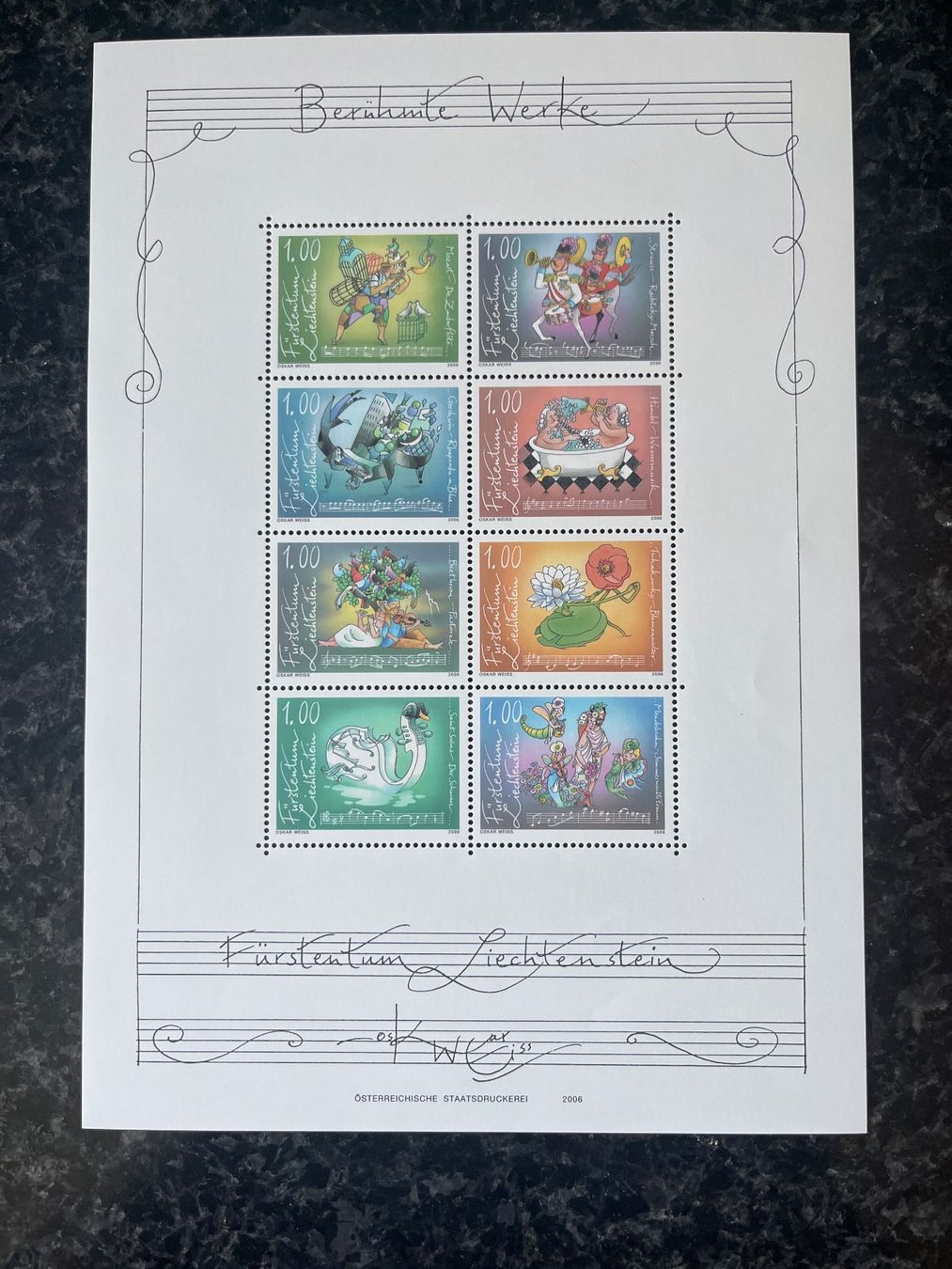 Tous les timbres: Liechtenstein Kleinbogen ** 2006 Berühmte Werke – Neuf (Voir description) à Freidorf TG par ern_7s68