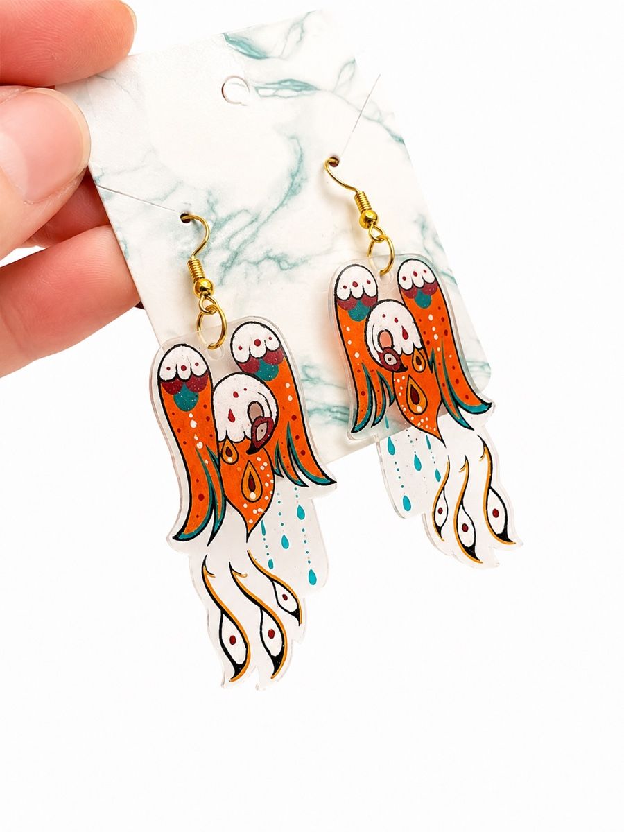 Boucles d'oreille: Boucles Oiseaux Art Nouveau oranges  – Neuf (Voir description) à St-Saphorin-Morges par chl_s5rr