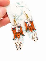 Boucles artisanales “ Oiseaux Art Nouveau oranges