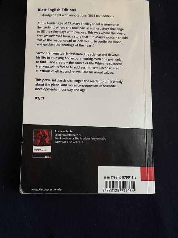 Libri: Frankenstein/ The Modern Prometheus - Mary Shelley – Usato da Schlieren venduto da ads_h6l7 1