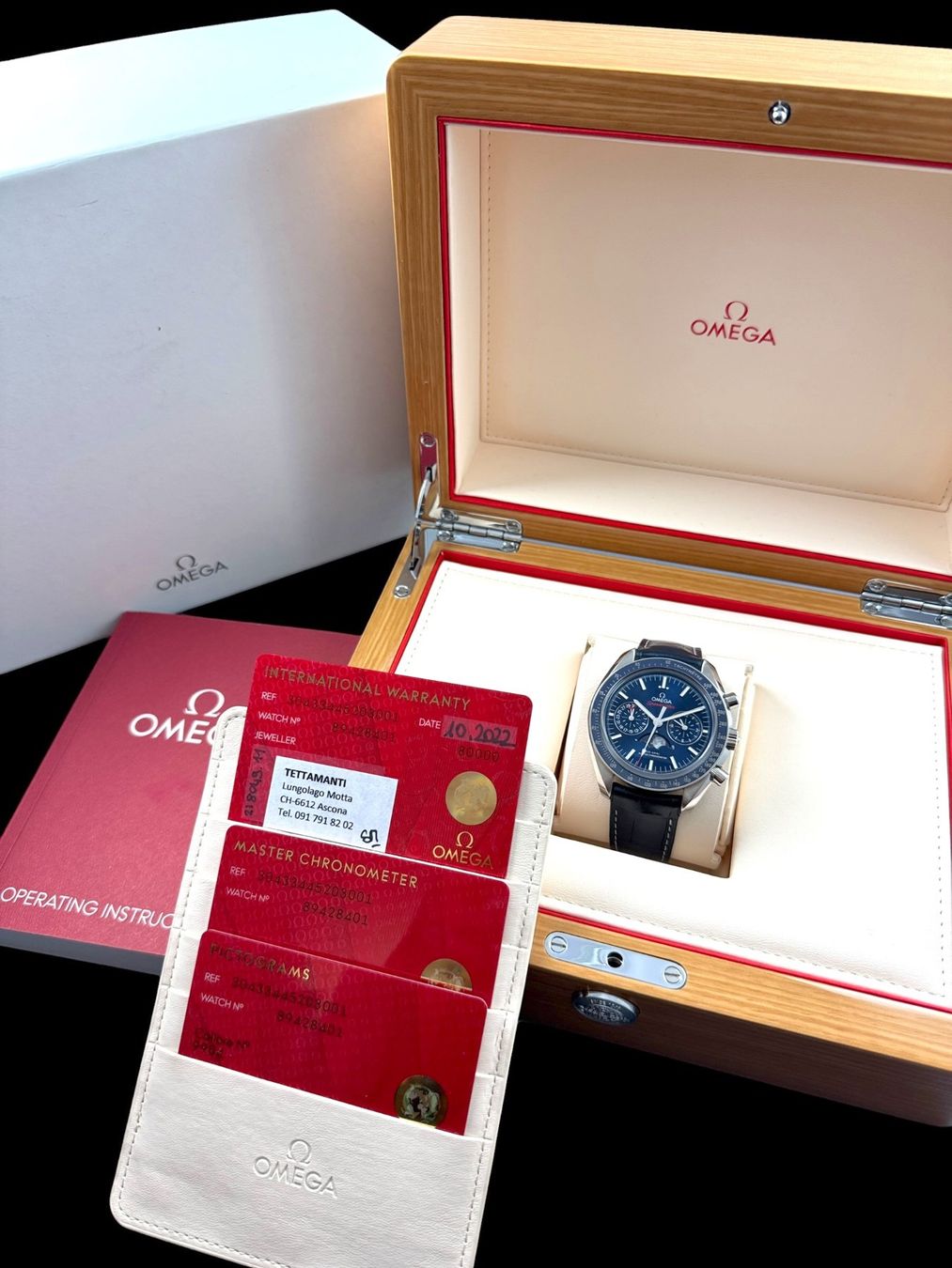 Omega Orologi: Omega Speedmaster Automatic Moonphase 45mm Fullset *U1421 – Usato da Zürich venduto da GalerieInauen 1