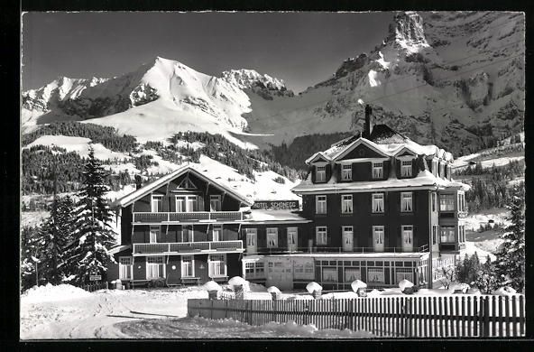 Cartoline postali: Adelboden, Hotel Schönegg, Bunderspitz  – Usato da Berlin venduto da bartko-reher