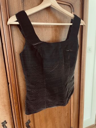 Elegantes, schwarzes Glitzer Top, neuwertig, Gr. 36