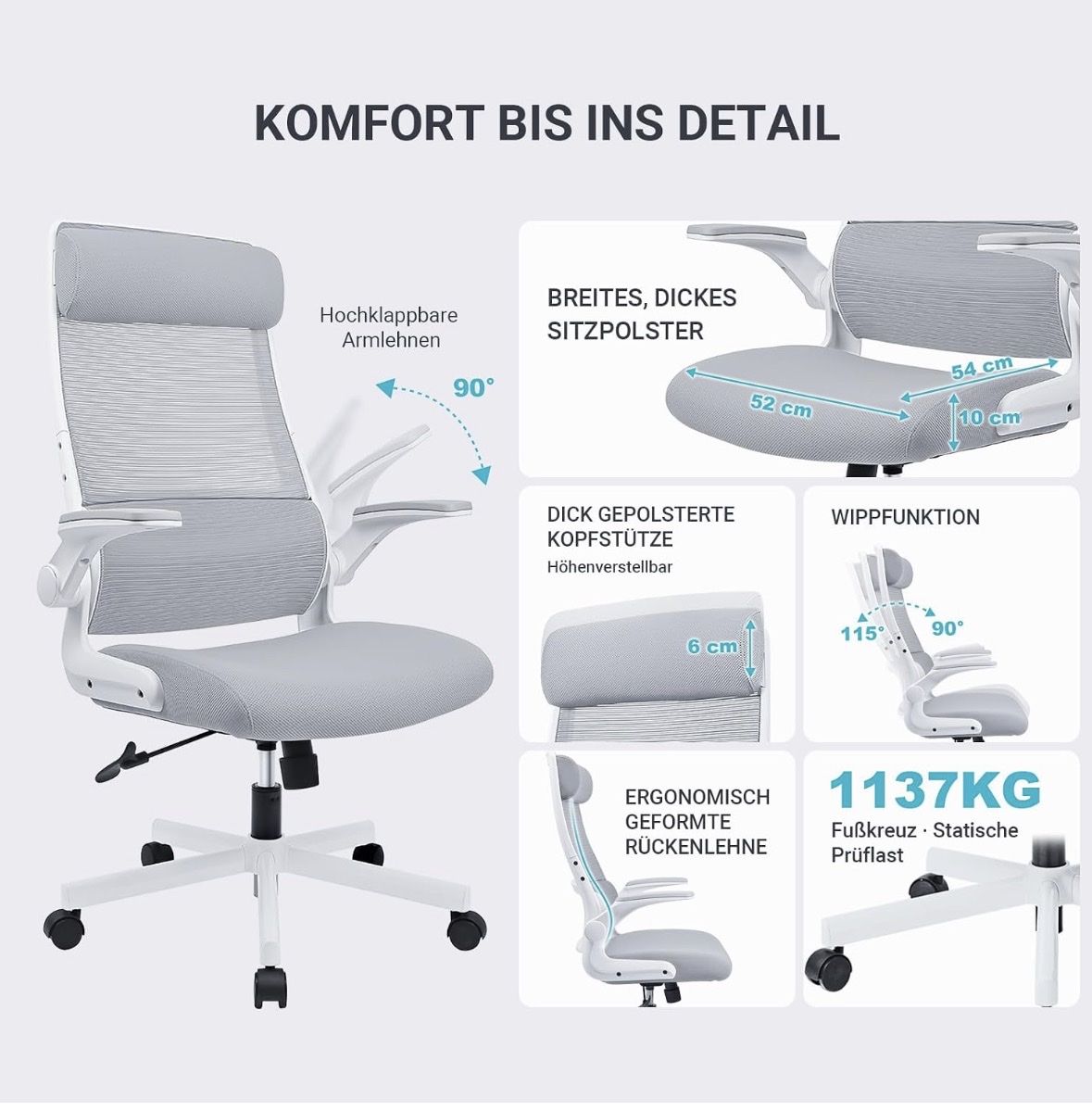Chaises: Bürostuhl ergonomisch grau  – D'occasion à Wettswil par GP_18 4