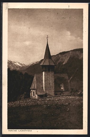 Cartes postales: AK Langwies, Blick auf die Kirche – D'occasion à Berlin par bartko-reher