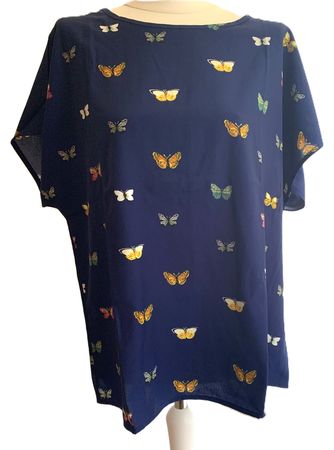 SCHMETTERLING-BLUSEN-SHIRT MARINEBLAU *NEU*, GRÖSSE XL