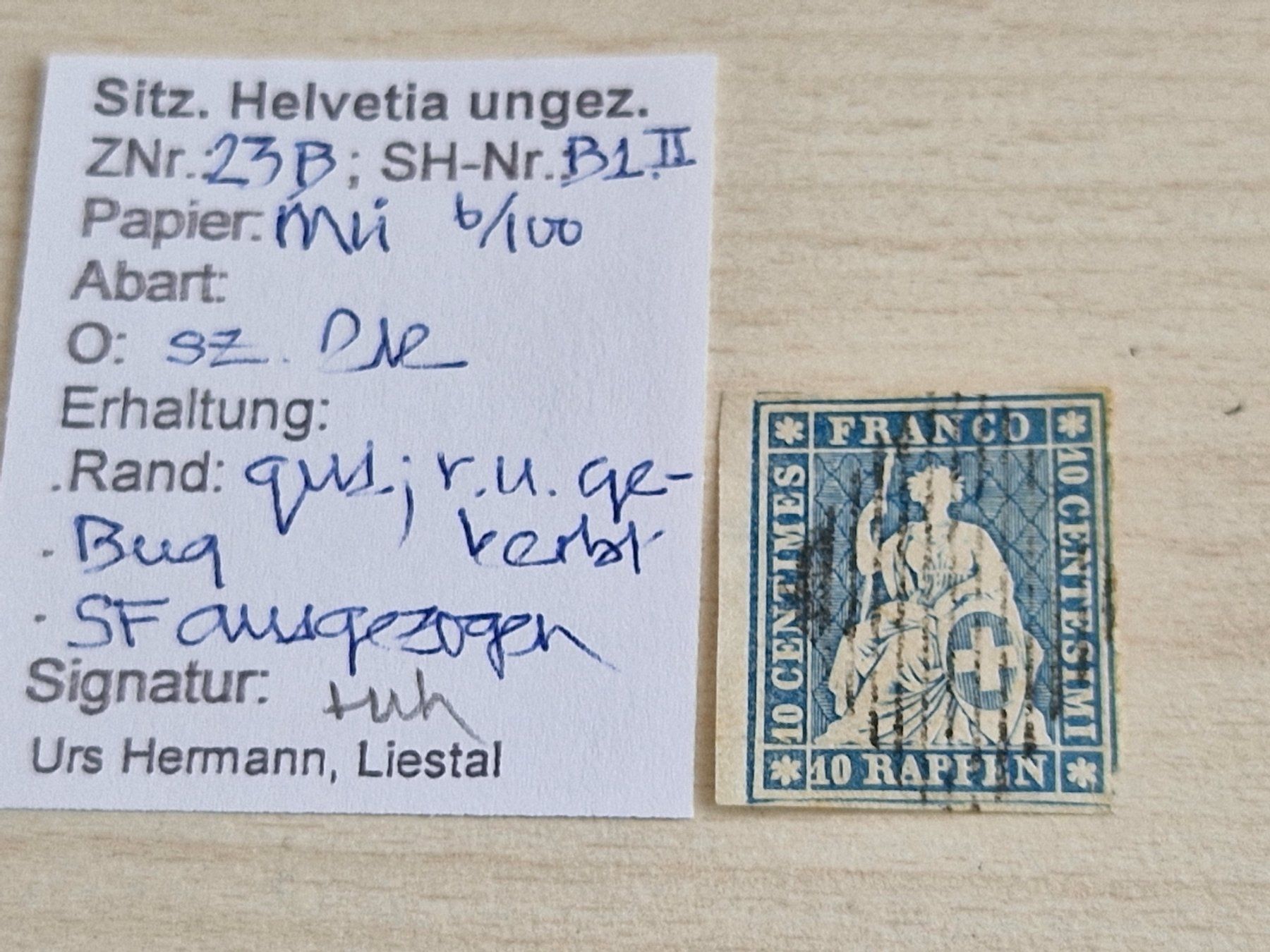 Alle Briefmarken: Strubel 23B, signiert, ab 1.- – Gebraucht aus Burgdorf von Glossy01