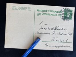 Alte Postkarte 5er Tellknabe Aufdruck 1916 Zürich