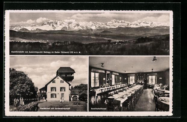 Ansichtskarten: Baden, Restaurant Baldegg mit Gartenwirt – Gebraucht aus Berlin von bartko-reher