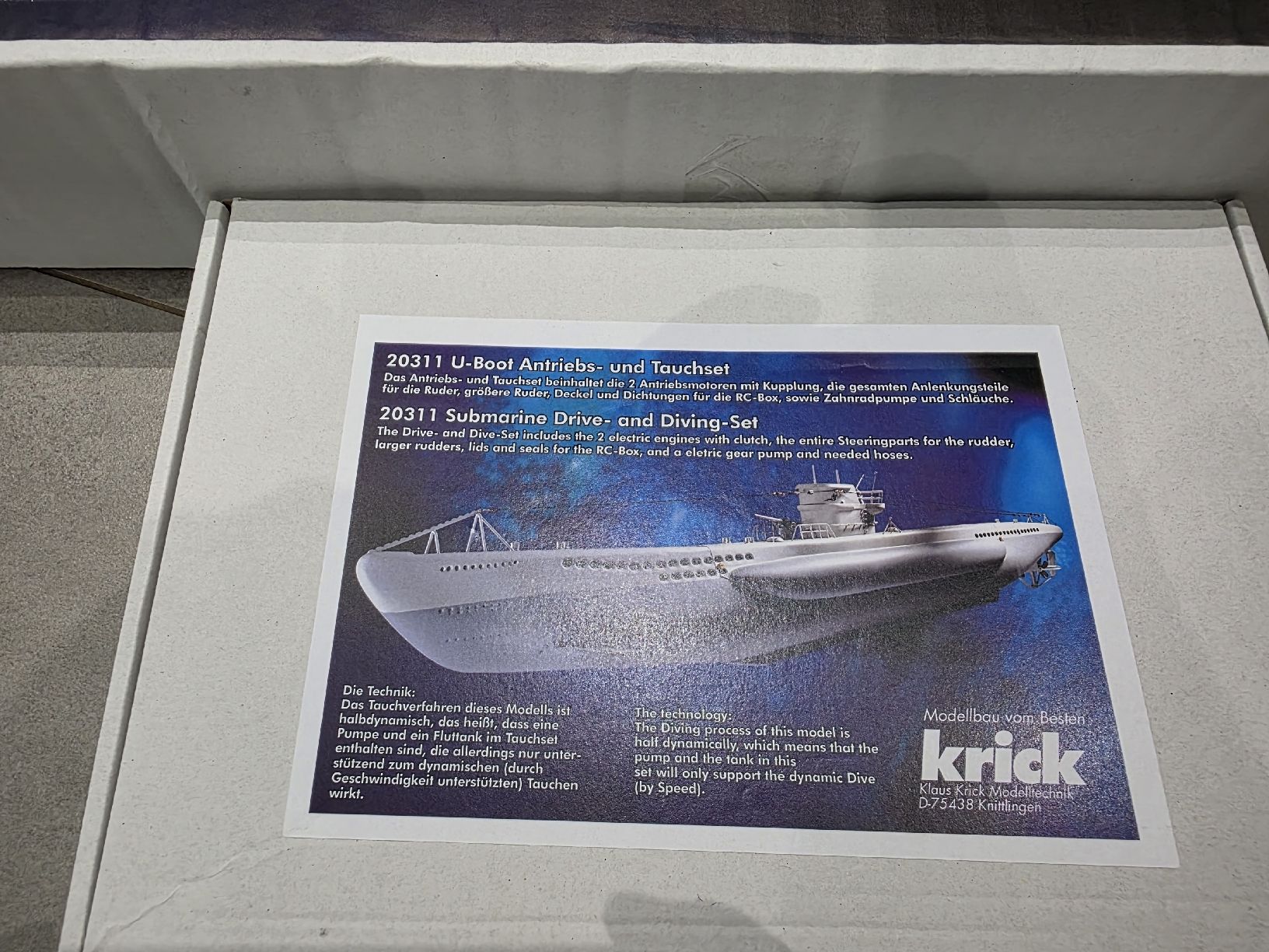 RC Modellbau: kit Krick sous marin u-boot TYP YII B – Neu und originalverpackt aus Hauteville von mopar87 1