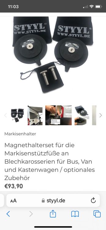 Magnethalterset für die Markisenstützfüße an Blechkarosserien für Bus, Van  und Kastenwagen / optionales Zubehör