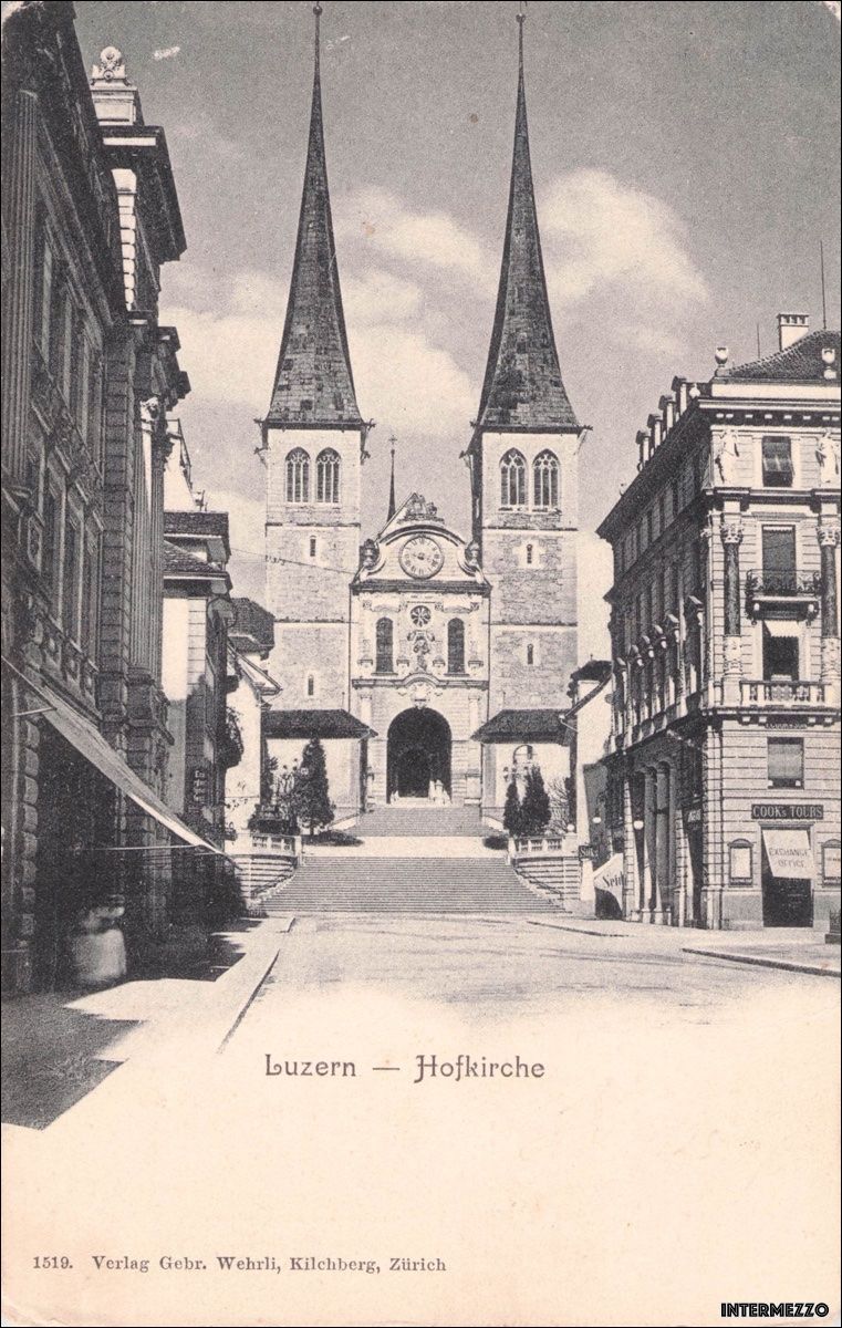 Cartoline postali: Luzern // Hofkirche circa 1910 – Usato da Basel venduto da intermezzo12