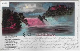 Gruss vom Rheinfall bei Nacht - Mondschein-Litho